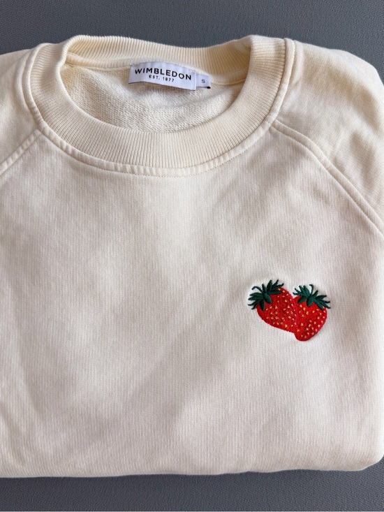 Wimbledon Sweaters - Women’s Wimbledon Cream  Sweatshirt with Strawberry Patch never worn.